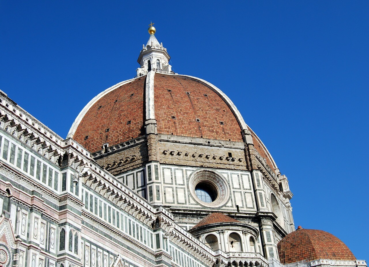 Florence Cathedral brown dome with a white facade