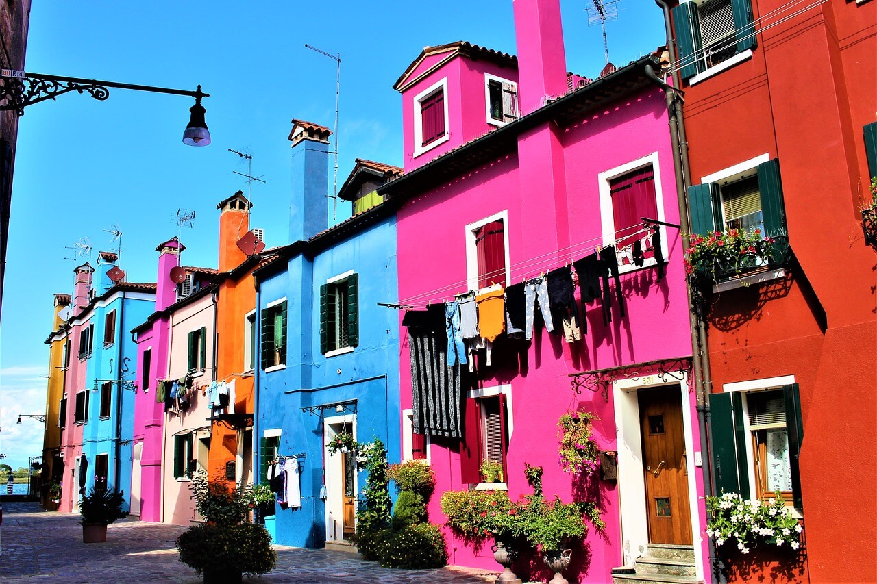 Colorful Houses in Burano Island, Venice