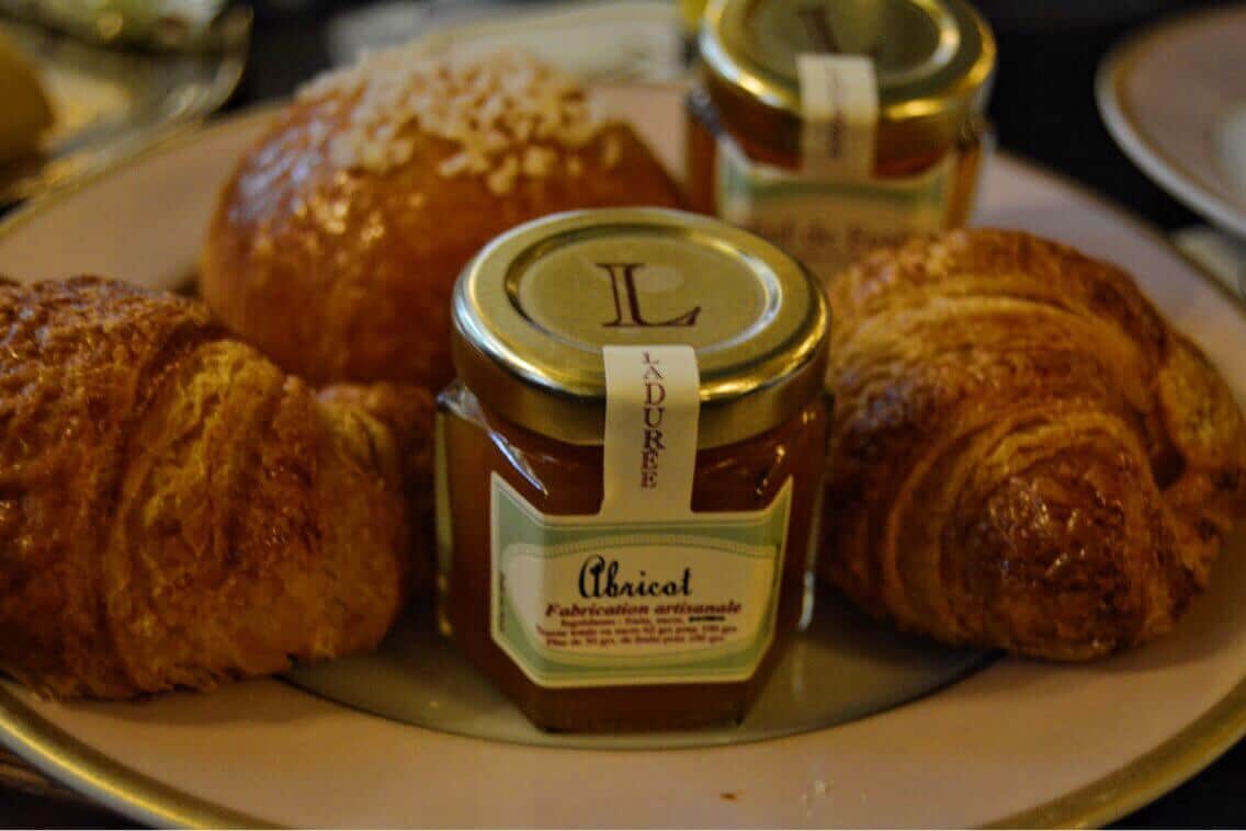 Croissants and jam in a bakery in paris