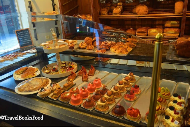 Pastry shop in Bruges with lots of delicious looking pastries