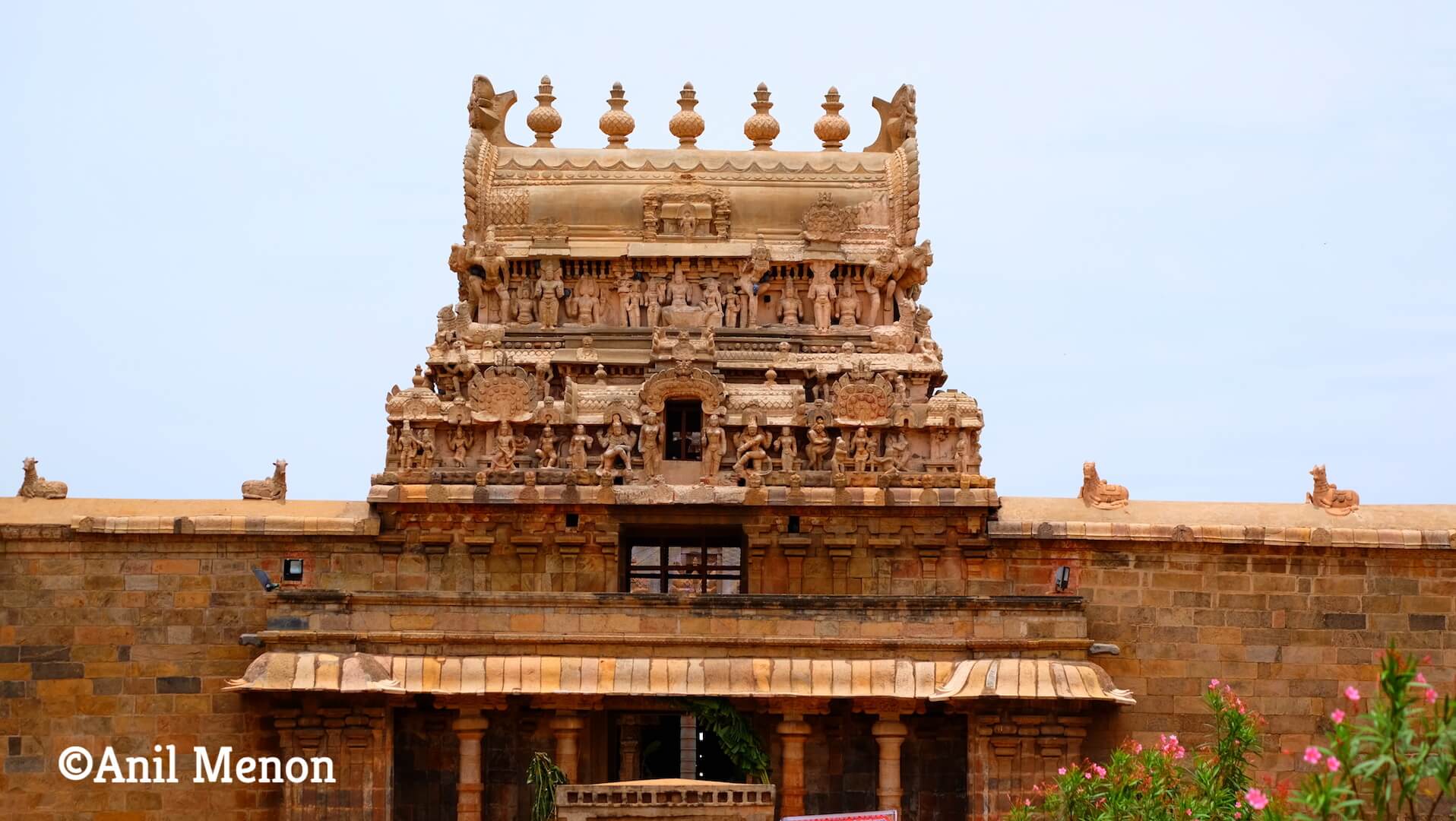 A photo of the entrance of a Hindu Temple in Kumbakonnam, India. This is Airavatesvara Temple and is an UNESCO world heritage site