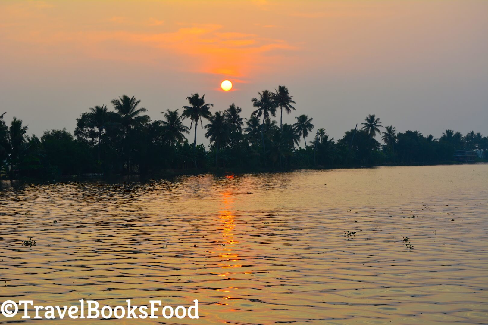 Sunset from a Alleppey Houseboat in Kerala, india