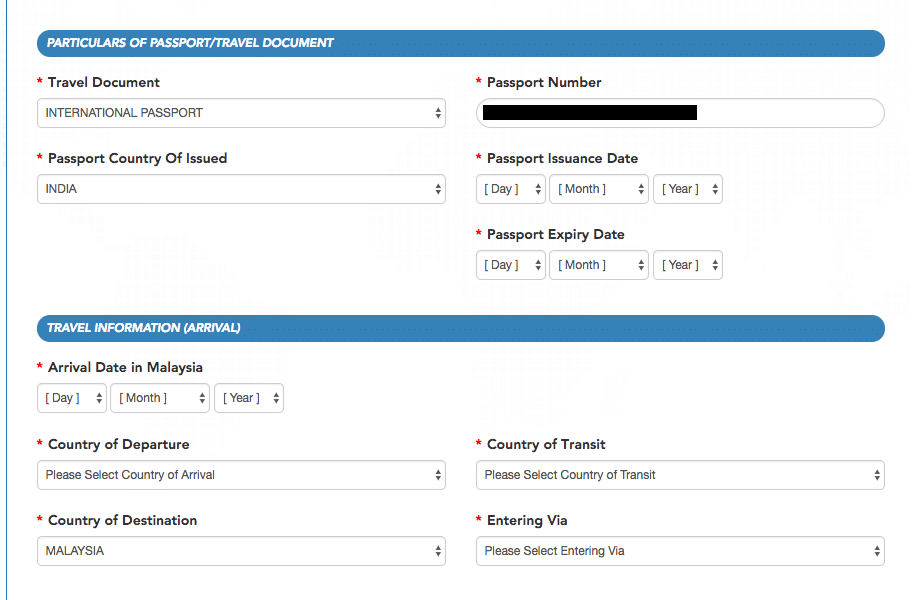 Screenshot of Malaysia Visa for Indians Page