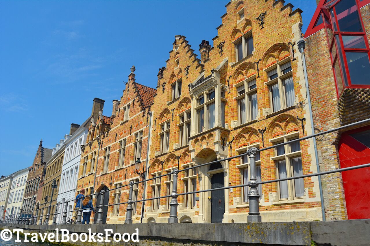 This is a photo of some colorful houses in Bruges, Belgium