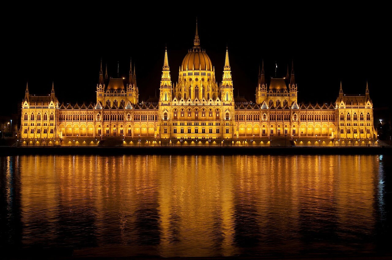A photo of the parliament building in Budapest, Hungary