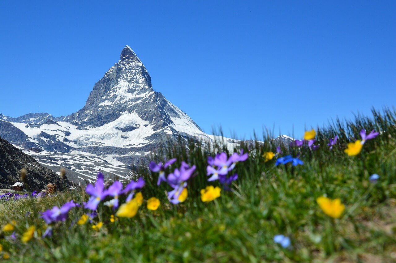 This is the photo of the iconic Matterhorn mountain in Switzerland