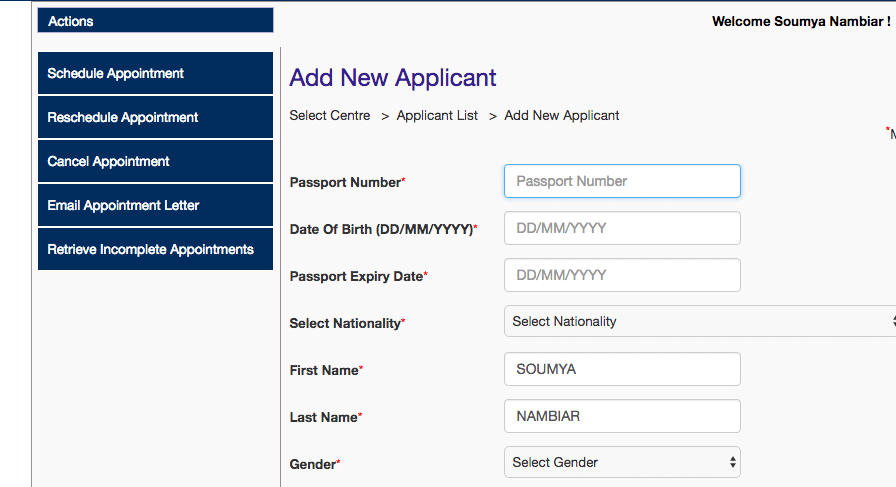 Schengen Visa Netherlands Add new Applicant