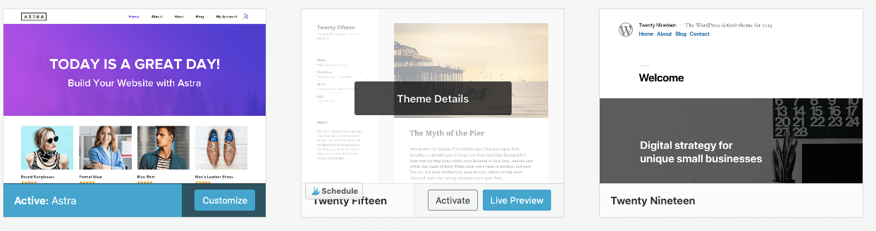 Changing WordPress Themes - Install and Activate Astra