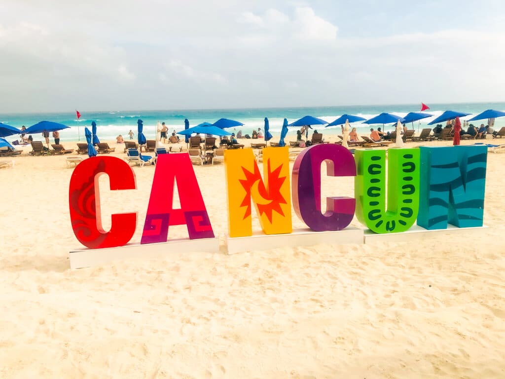 A colorful Cancun sign, one of the most popular destinations in Cancun