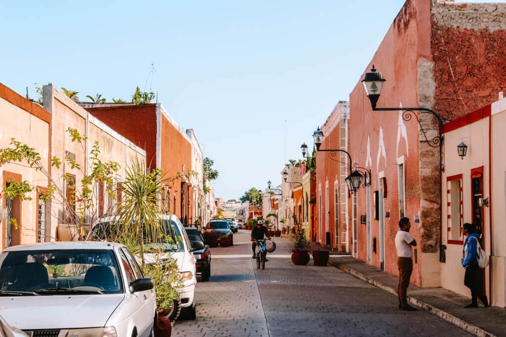 A pretty pastel street in Valladolid, Mexico - One of the best places in Mexico to visit