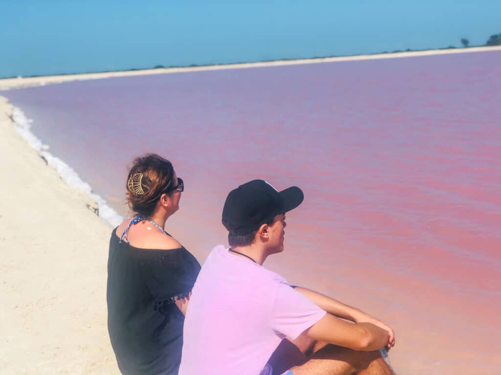 Las Coloradas, Pink lakes of Mexico: Mother and Son duo