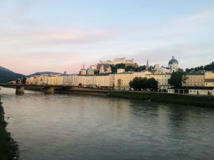 The city of Salzburg alongside the river