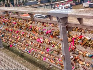 A bridge full of love locks in Paris, France